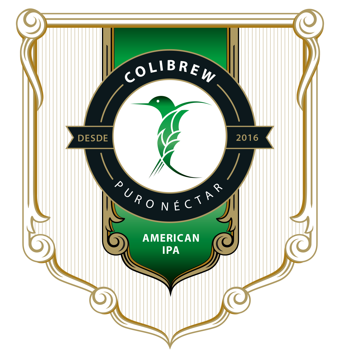 Iagem ilustrativa do rótulo de cerveja Colibrew American IPA